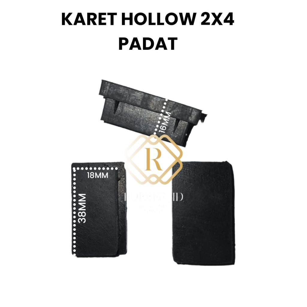 KARET KAKI HOLLOW 2X4 PADAT / KARET BESI HOLLOW [ 18x38 mm ]