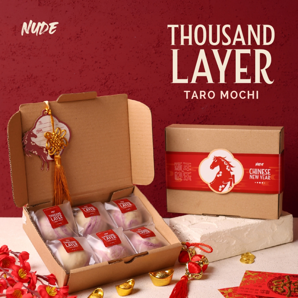 Hampers CNY Thousand Layer Taro Mochi 6 pcs - Imlek Hadiah Whole wheat, Low Calories, Healthy & Less