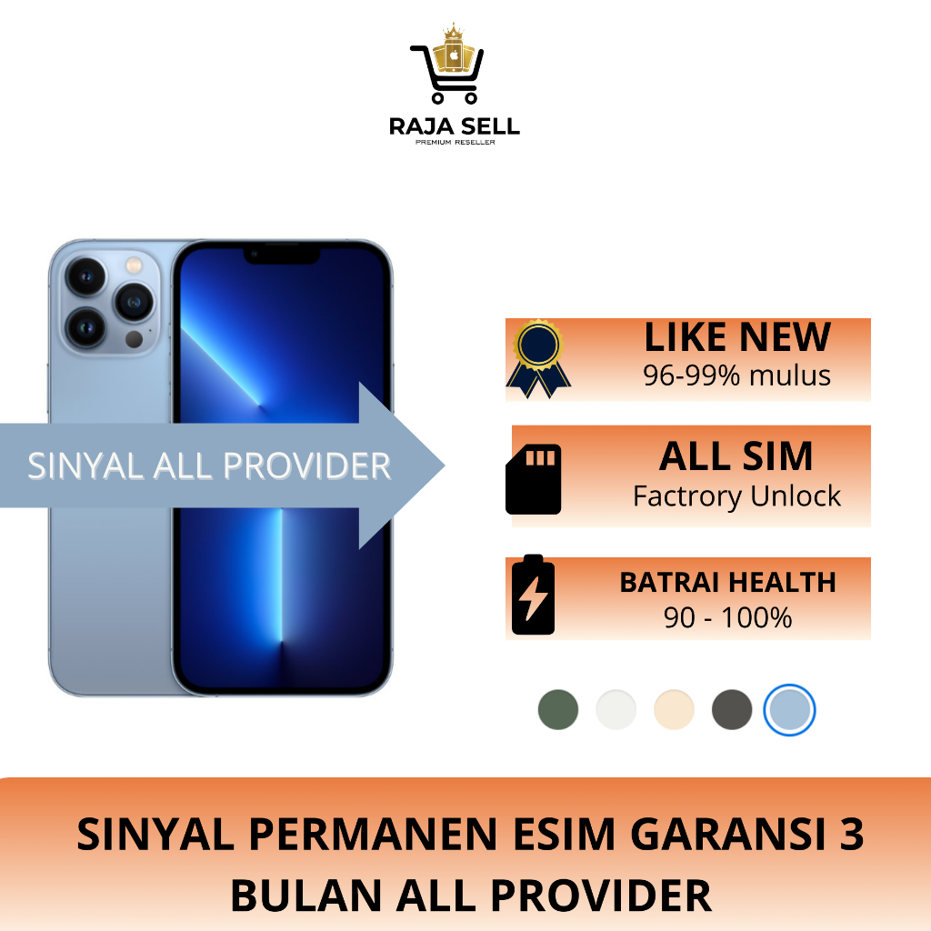 SINYAL PERMANEN Iphone Second 13 Pro 256GB/128GB Dual Sim Factory Unlock Mulus Termurah