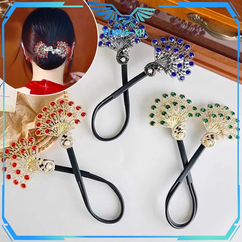 Jepet Sanggul Rambut Retro Jepit Rambut Sanggul Merak Ganda Konde Tusuk Rambut Sanggul Jepitan Sangg