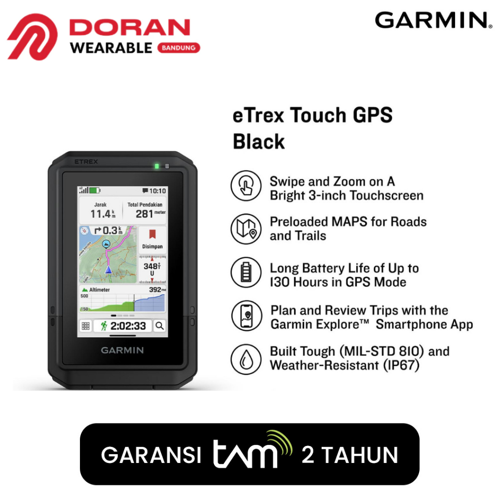 Garmin GPS eTrex Touch Handheld GPS Outdoor Navigator Hiking Trekking - Garansi Resmi