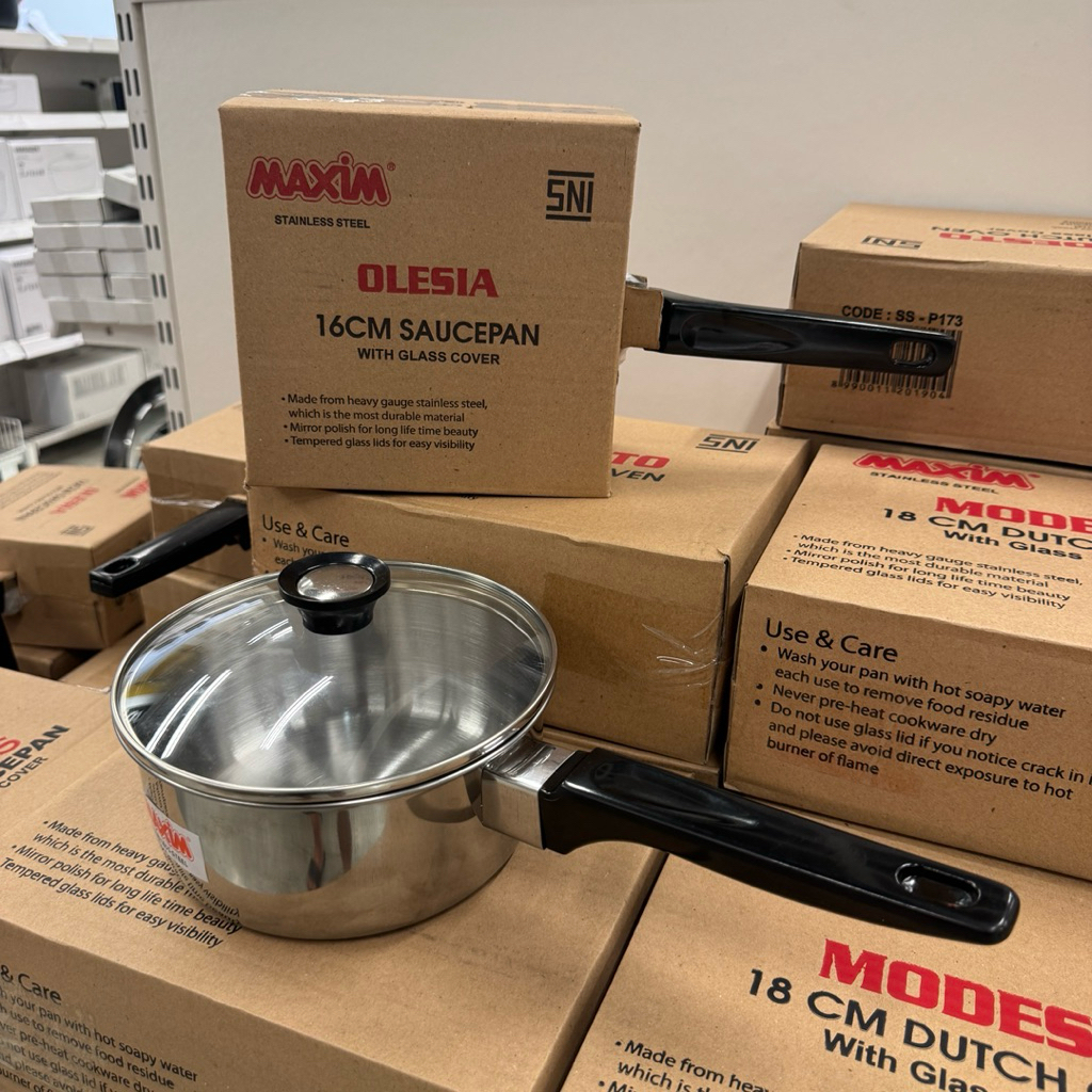 MAXIM Panci Stainless Olesia 16 cm Tutup Kaca