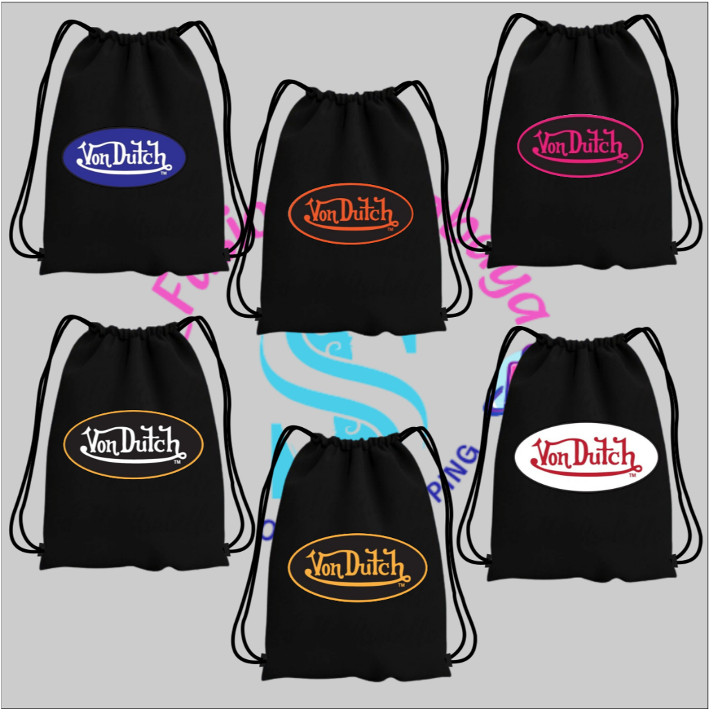 Tas Serut VonDutch  Bahan Parasut Waterproof Premium / Tas Sekolah Tas Travel Keren