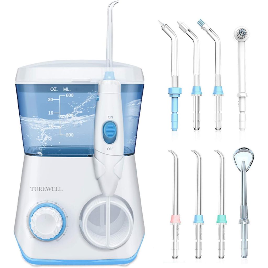 TUREWELL Water Flossing Oral Irrigator, 600ML Dental Cleaner 10 Adjustable Pressure