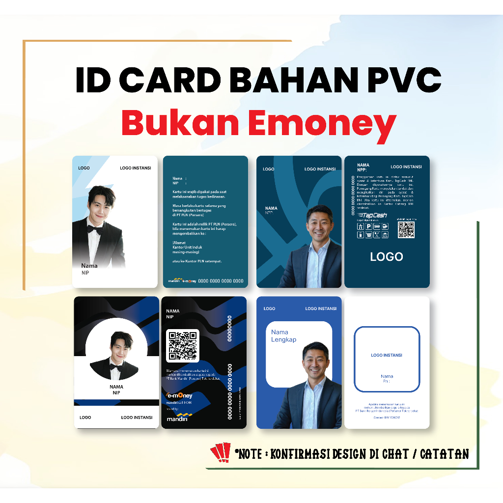 CUSTOM KARTU PVC DESIGN ID CARD ID PEGAWAI TERBARU BANK BNI BAHAN PVC BUKAN EMONEY - 2 SISI