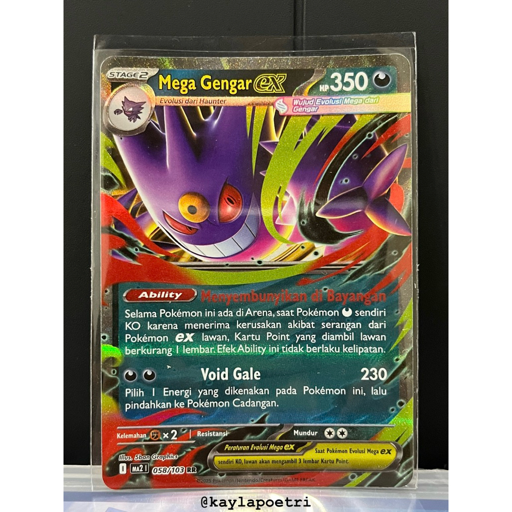 Kartu Pokemon TCG Mega Gengar RR (058/103) Pokemon Indonesia - Kobaran Biru