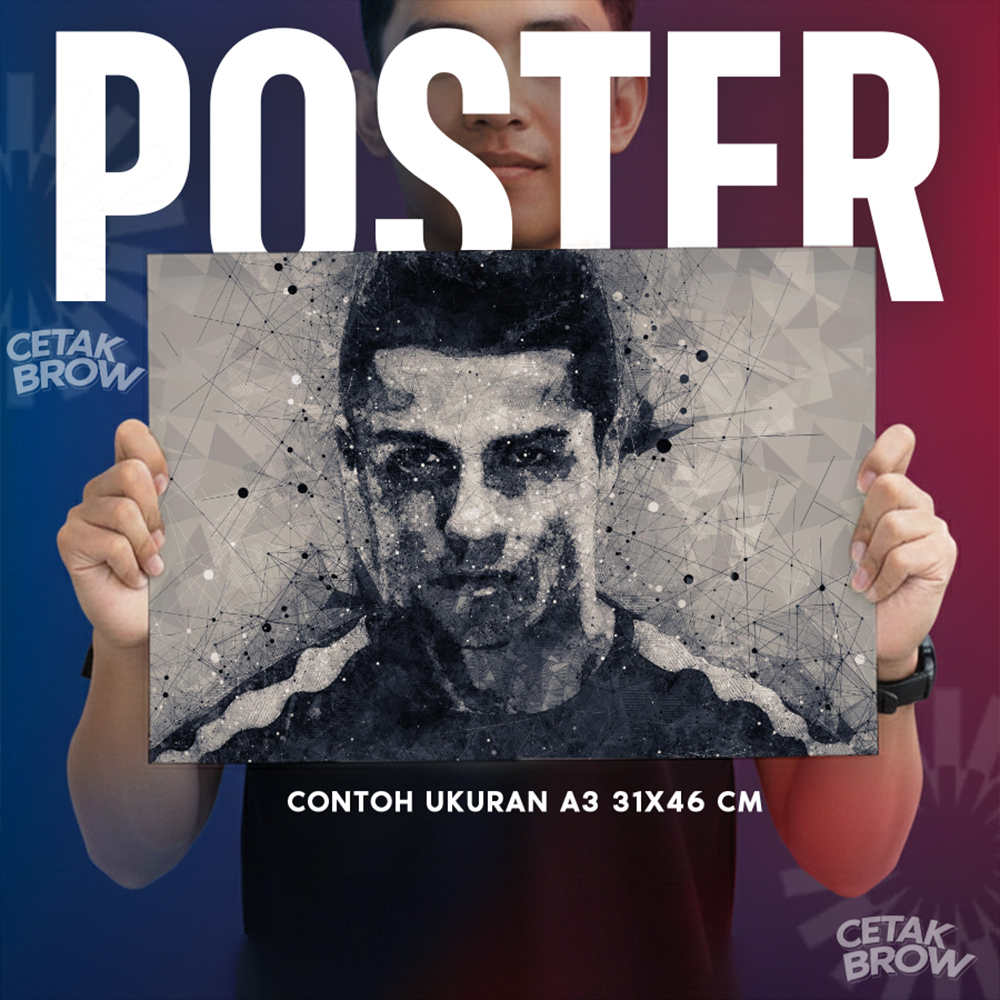 Poster Cristiano Ronaldo CR7 Premium Bisa Custom Pemain Sepak Bola Dunia GOAT Dekorasi Kamar Cowo