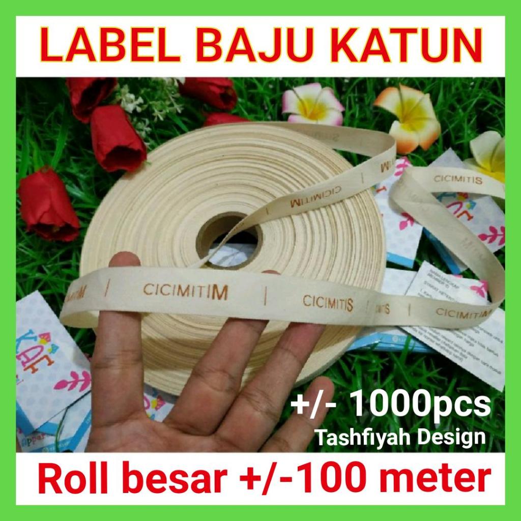 Pita katun label handmade sablon tulisan 2cm 1cm