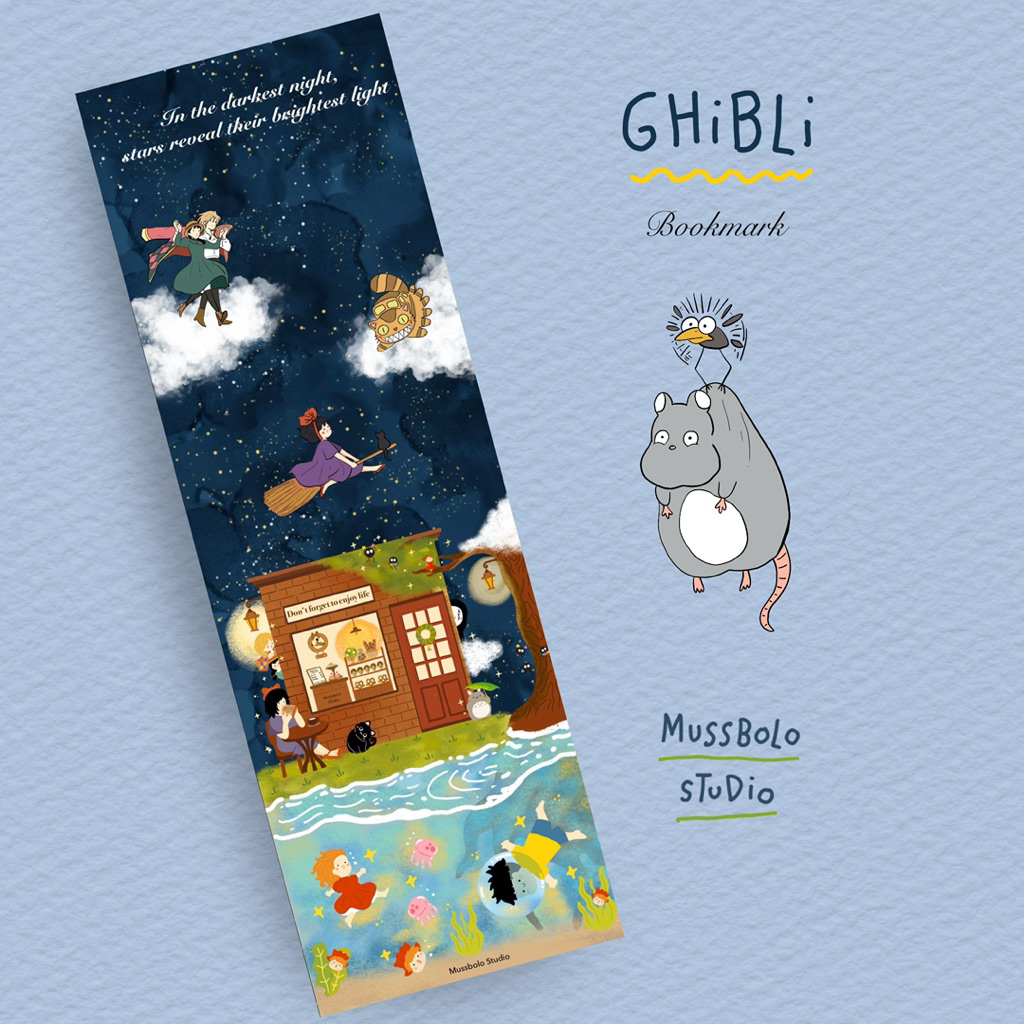 Ghibli bookmark | Pembatas buku ghibli | Totoro, Kiki, Howl moving castle, Spirited away