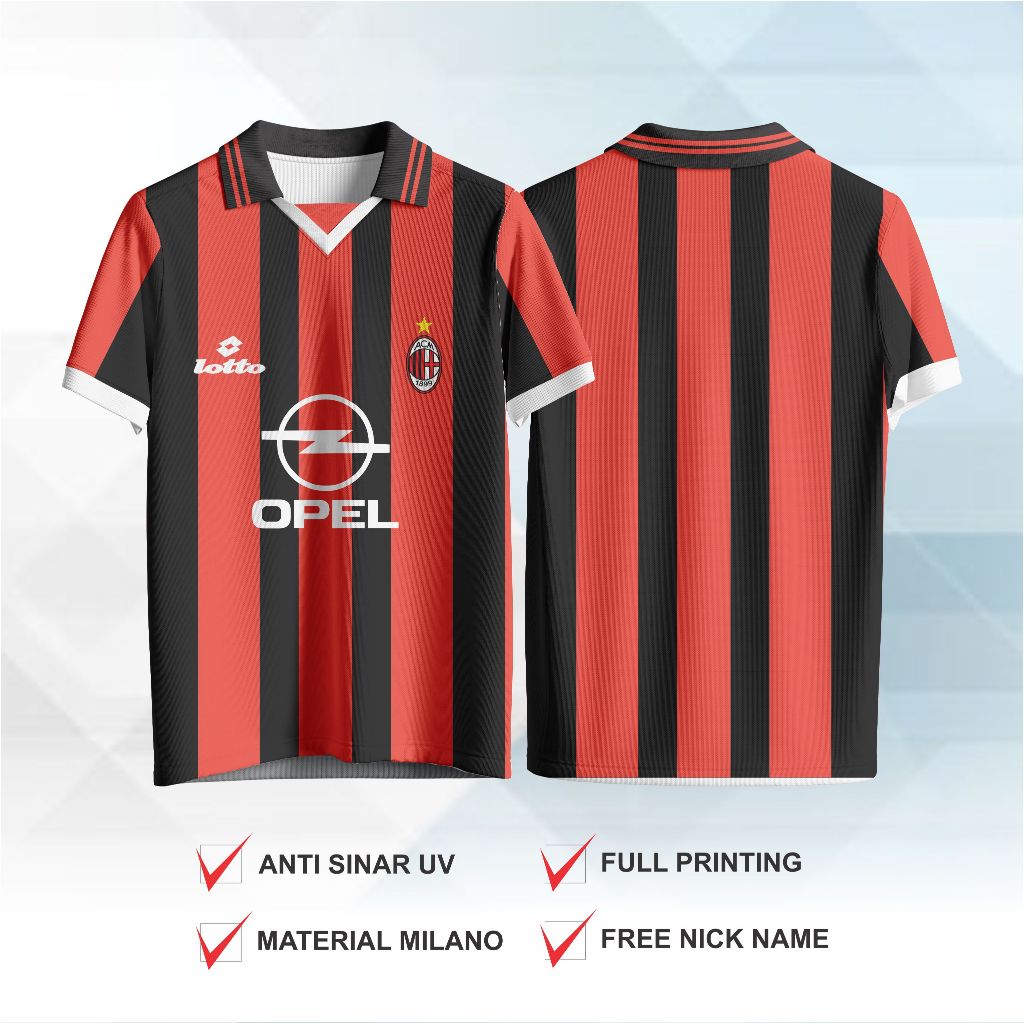JERSEY BOLA RETRO AC MILAN 1996 /1997 OPEL