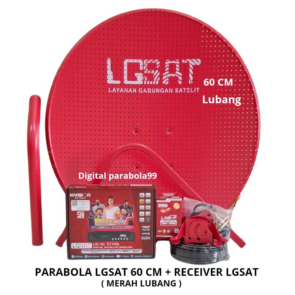 Paket Parabola Lgsat 60cm Merah Lubang + Receiver Lgsat Star