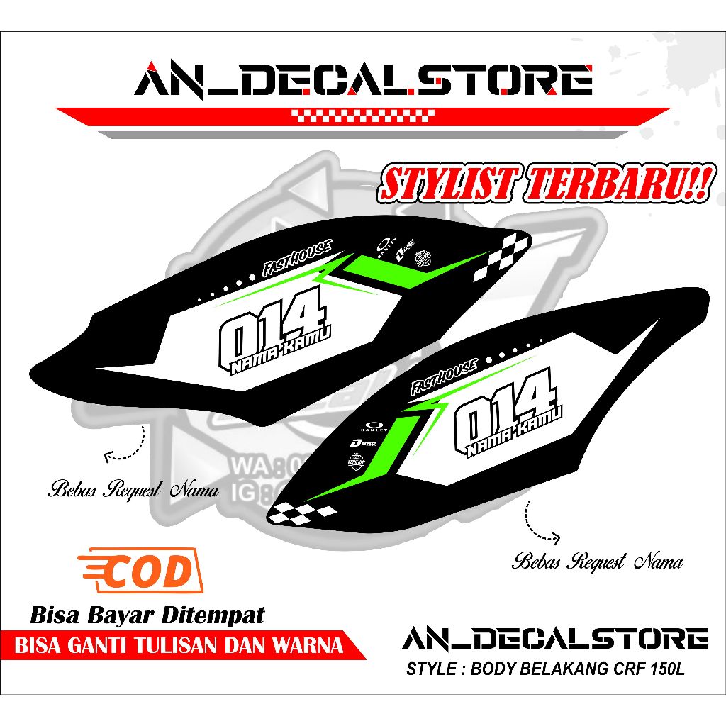 STICKER STIKER BODY BELAKANG SAMPING KANAN KIRI CRF 150L