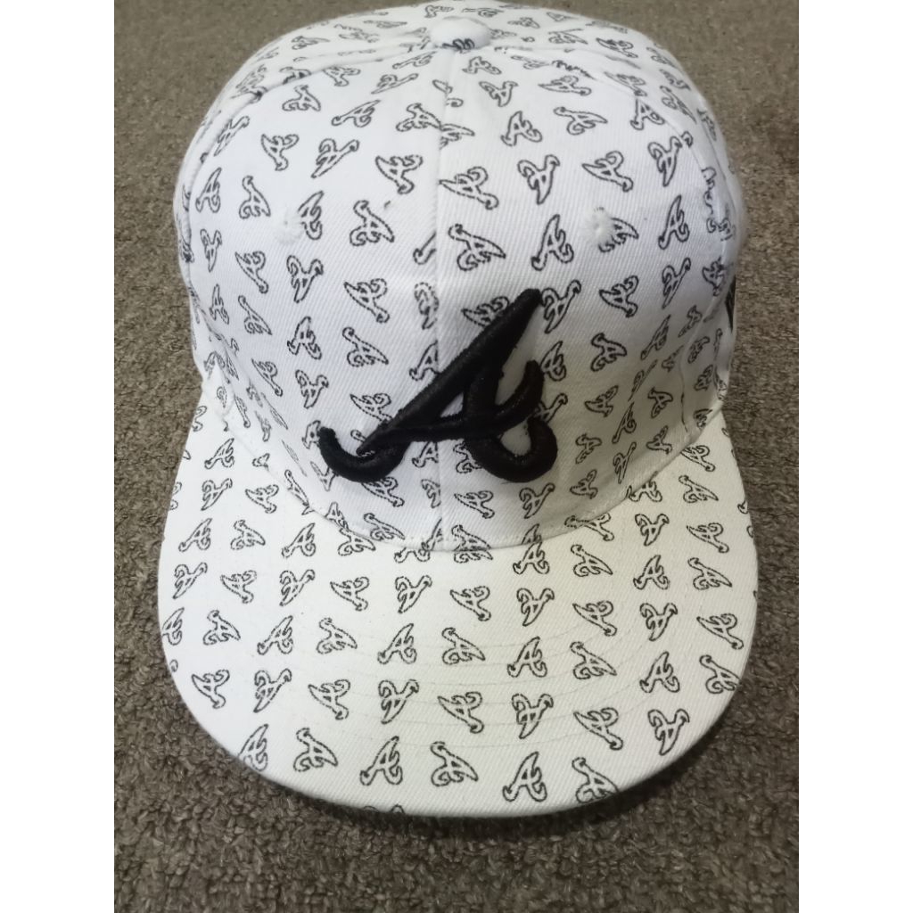 Atlanta Braves New Era All Over 'A' Print 59Fifty Fitted Hat 7 1/2 White