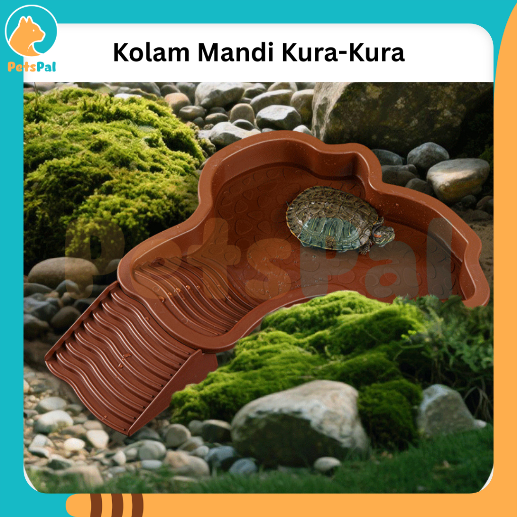 Kolam Bak Mandi Kura Kura Akuatik Tangga Portabel Anti Selip Bak Mandi Kura Natual Turtle Bathtubs