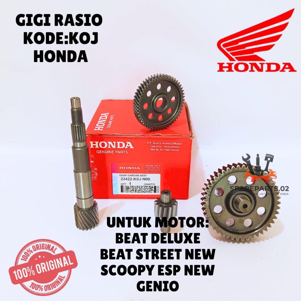 GIGI RASIO 1SET ORIGINAL HONDA KODE KOJ, GIGI RASIO BEAT DELUXE, GIGI RASIO BEAT STREET NEW, GIGI RA