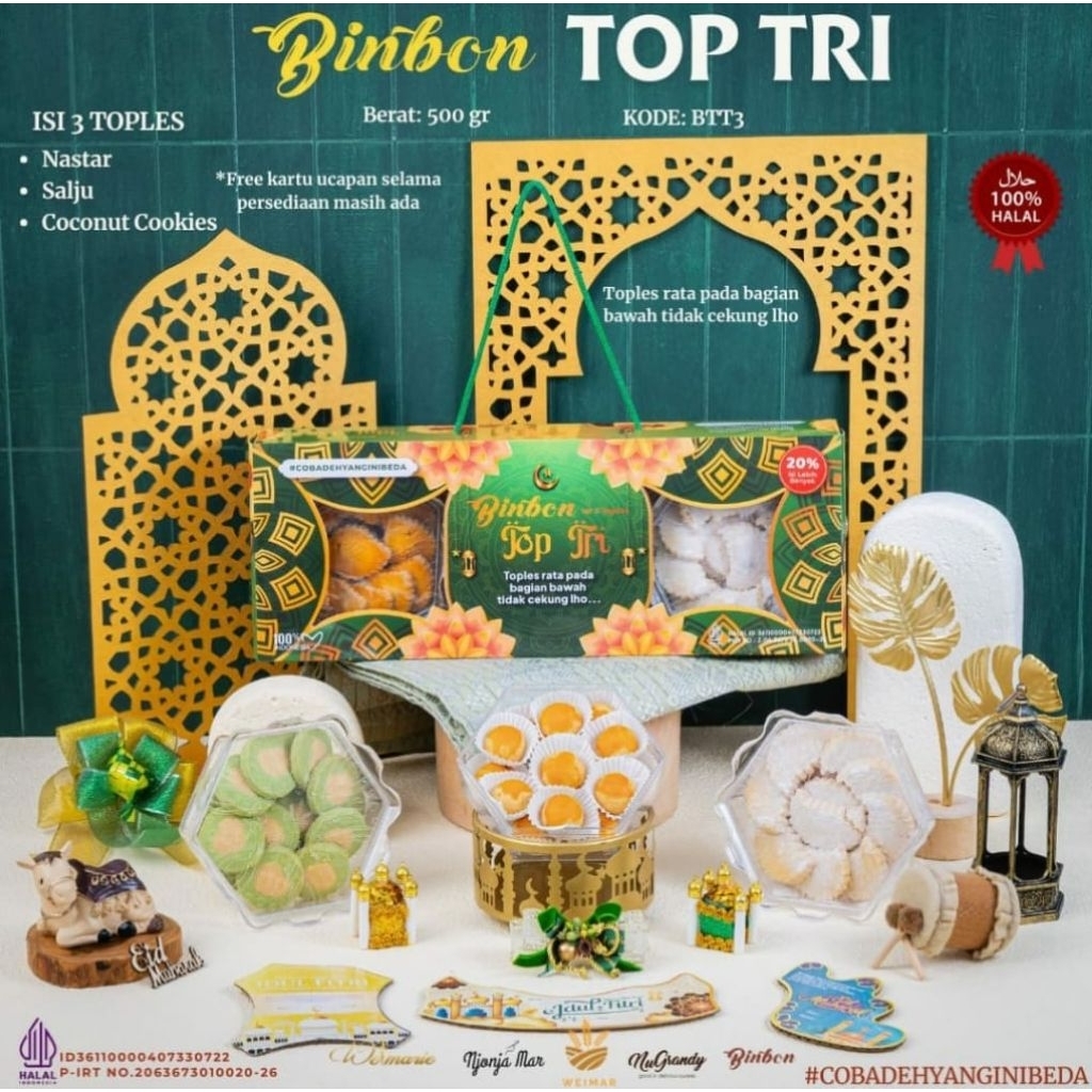 Paket kue lebaran binbon top tri, paket hampers kue kering binbon