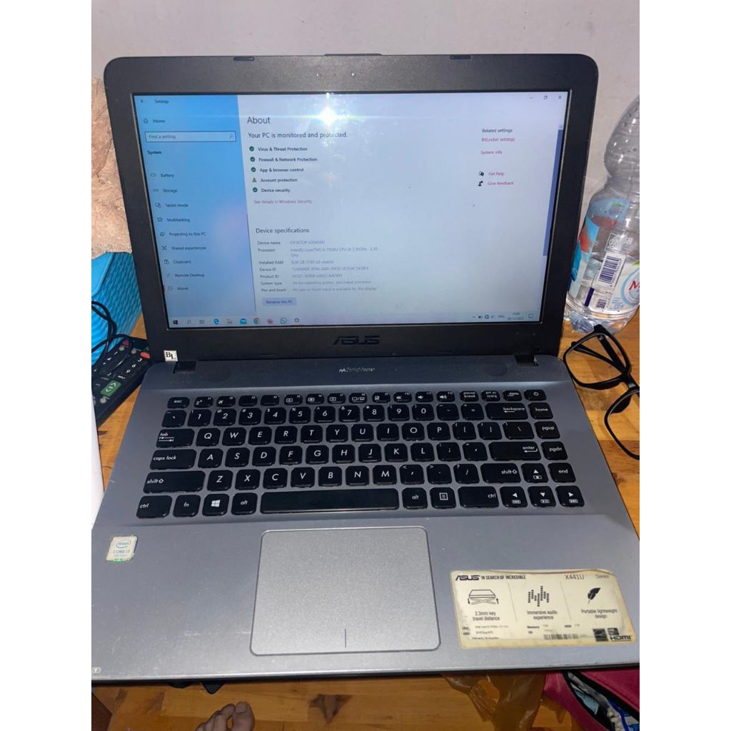ASUS X441U - INTEL CORE I3 GEN 7 - RAM 8GB DDR4 - SSD 128GB - WINDOWS 10 ORIGINAL - LENGKAP