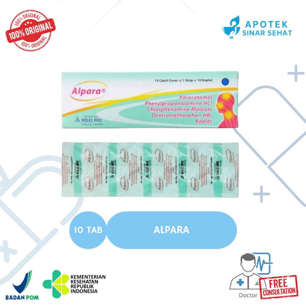 Alpara Tablet 10 Tab untuk Meredakan Gejala Flu dan Demam Dengan Paracetamol dan Phenylpropanolamine