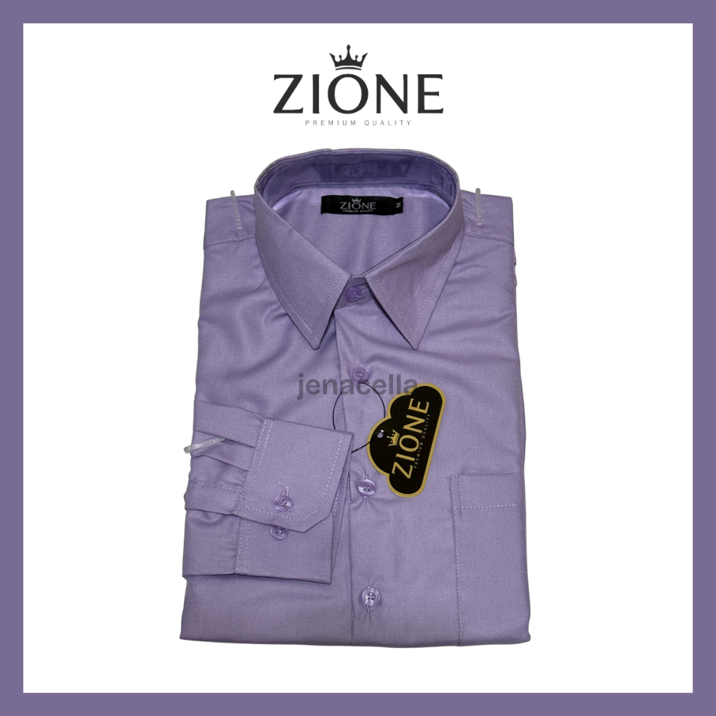 KEMEJA PRIA ZIONE - KEMEJA POLOS LENGAN PANJANG PRIA WARNA UNGU TARO