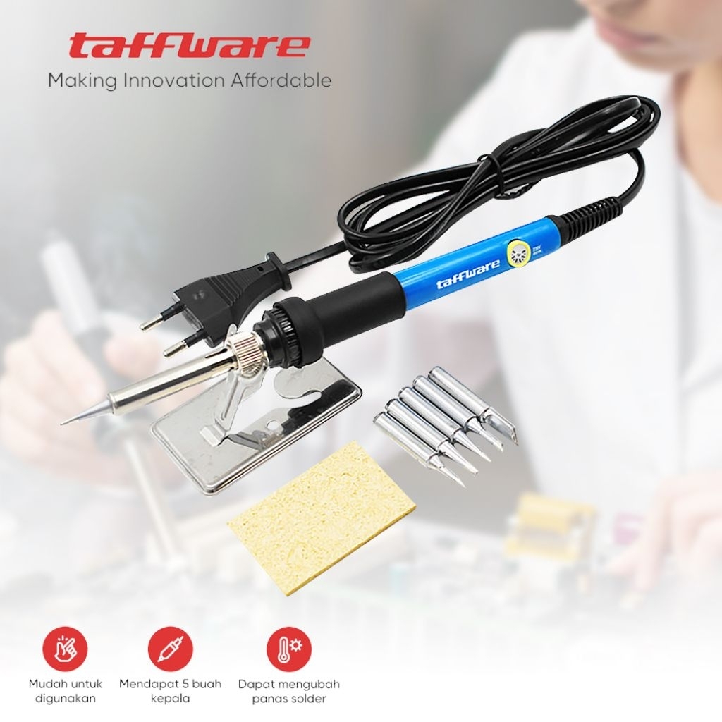 Taffware Solder Listrik Taffware CS31 - Pengaturan Suhu Presisi, Pemanasan Cepat, 5 Kepala Solder
