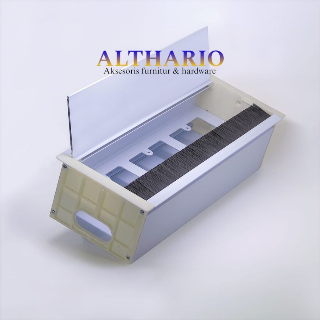 Stop Kontak Meja Tanam Custom - gromet meja - tutup lubang kabel colokan meja aluminium putih