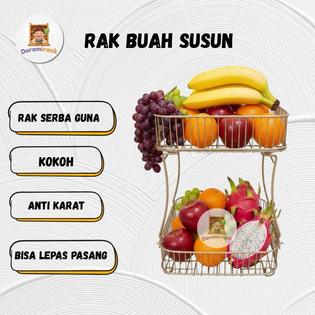 RAK BUAH 2 SUSUN TEBAL RAK BUAH KOKOH RAK SERBAGUNA 2 TINGKAT FURNITURE RAK CEMILAN