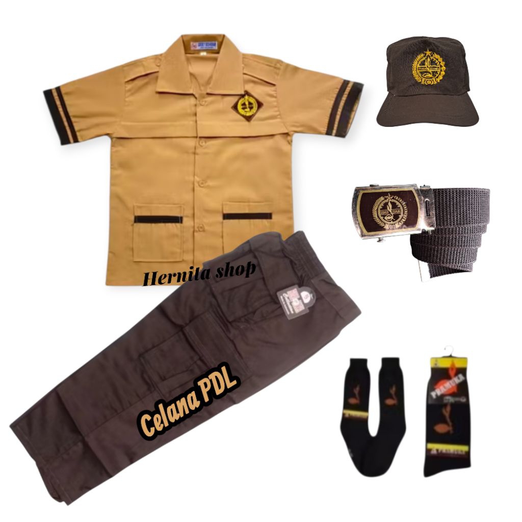 set lengkap seragam Pramuka siaga baju pendek list celana PDL Pramuka panjang