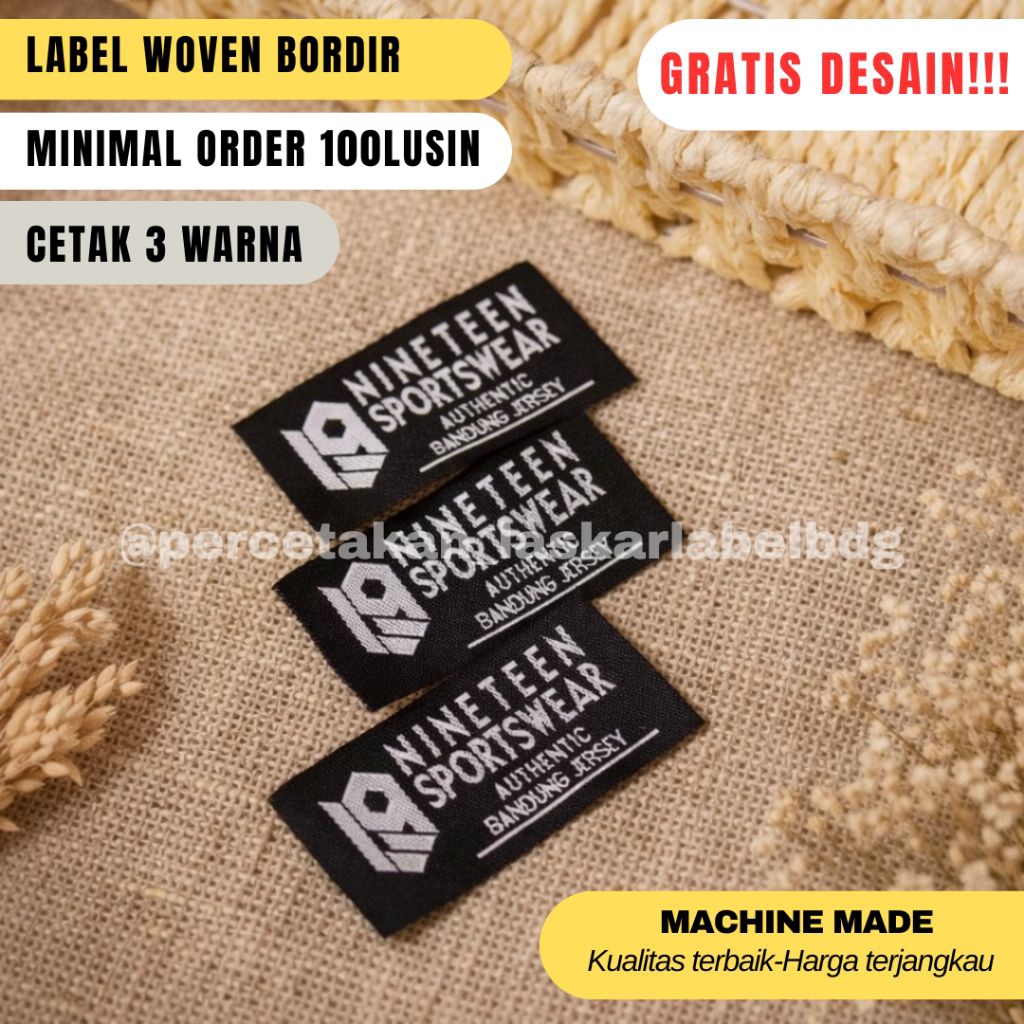 4x5cm label woven label bordir woven damask label pakian label premium label gamis