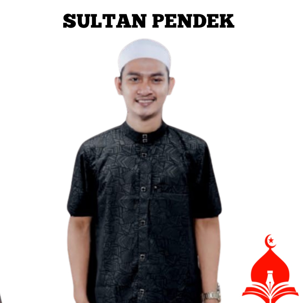BAJU KOKO SULTAN EMBOS Lengan Pendek Pria Dewasa Wolfis BatikHitam Putih Navy XXL