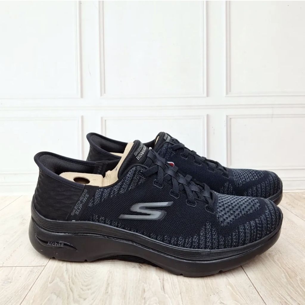 Sepatu Full Black SKECHERS Go Walk Arch Fit 2.0 Slip Ins 216601/BBK 100% Original Resmi (Size 40 42 