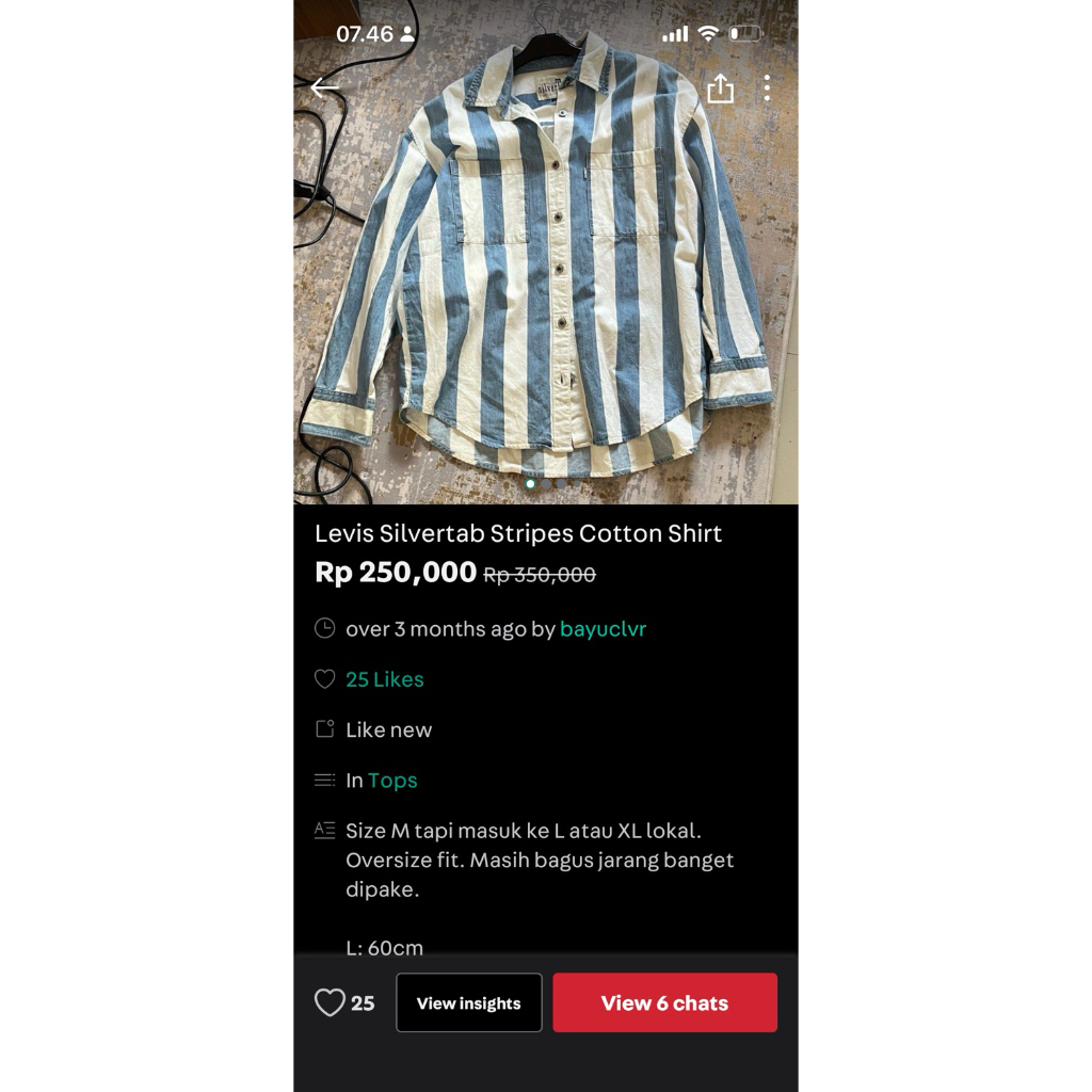 Levis Silvertab Stripes Cotton Shirt