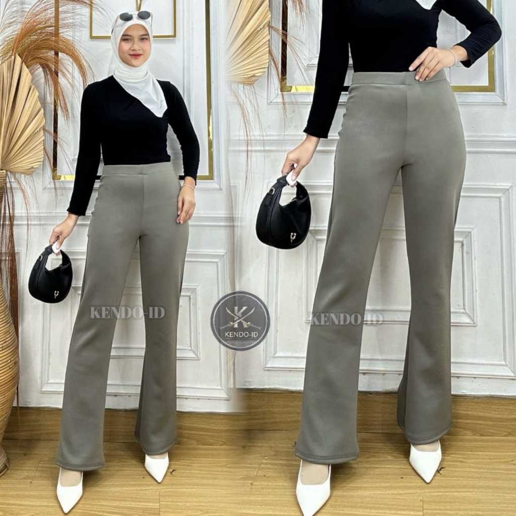 Celana Cutbray Highwaist Wanita Dewasa Bahan Scuba Premium - Celana Panjang Cutbray Pinggang Karet