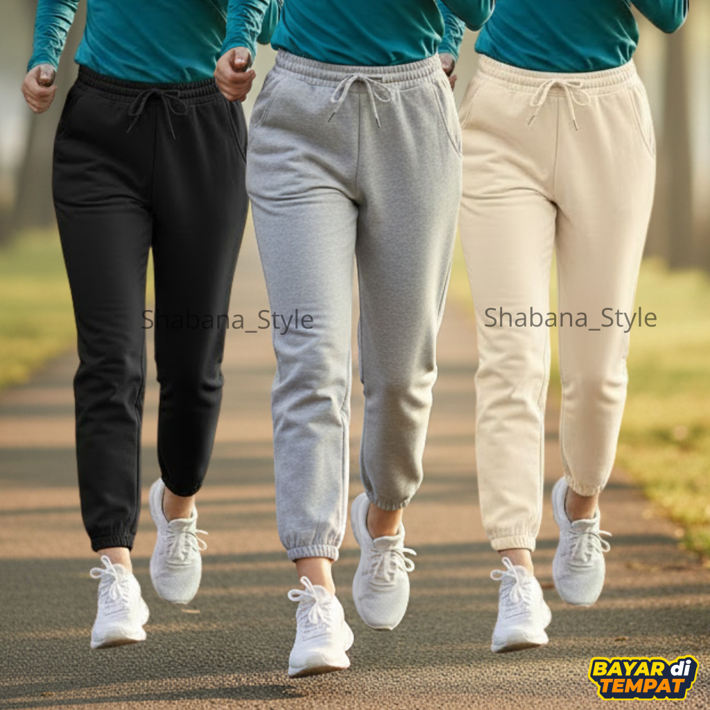 Celana Jogger Polos Wanita Pria Olahraga Slimfit Panjang Korea Style | Celana Sweatpants Jogger Unis