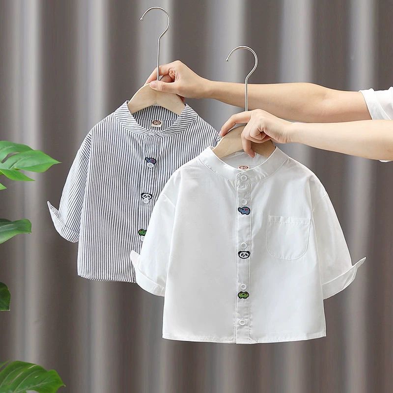 KG62 Kemeja / atasan baju katun anak dan bayi trendi motif hiasan kancing binatang