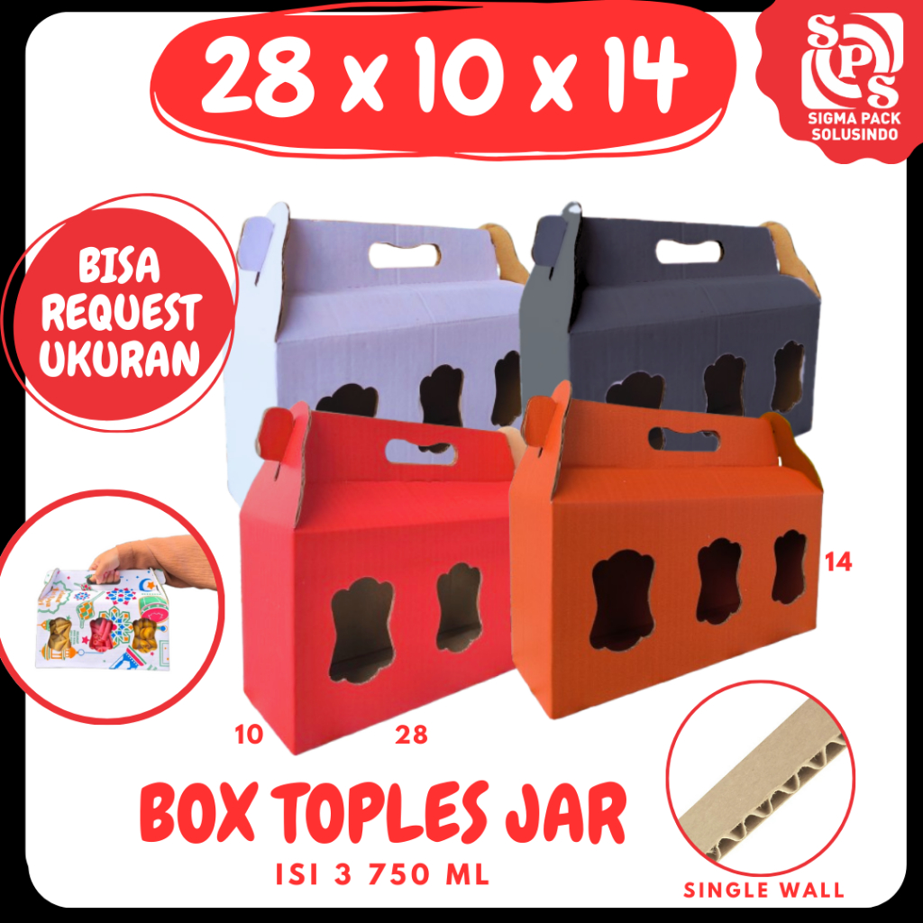 Box Jinjing 28x10x14 Kardus 28x10x14 Dus Kuker Jar 750ml Isi 3 Toples Idul Fitri Zigma Shop