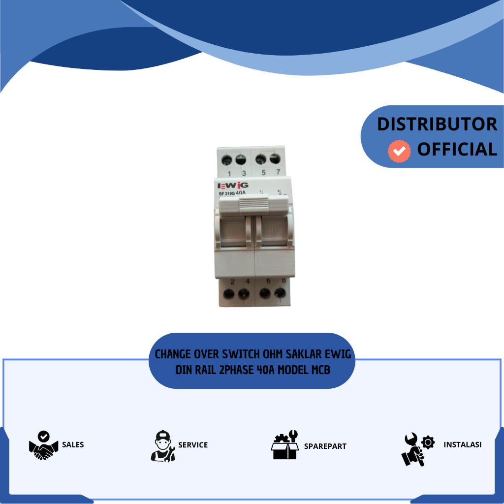 CHANGE OVER SWITCH OHM SAKLAR EWIG DIN RAIL 2PHASE 40A MODEL MCB