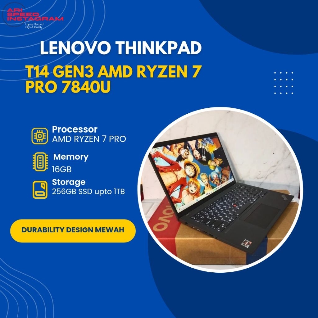 THINKPAD T14 GEN 3 AMD RYZEN 7 PRO 7840U/RAM 16GB/SSD 1TB/BACKLITE/FULLHD IPS/RADEON 780M