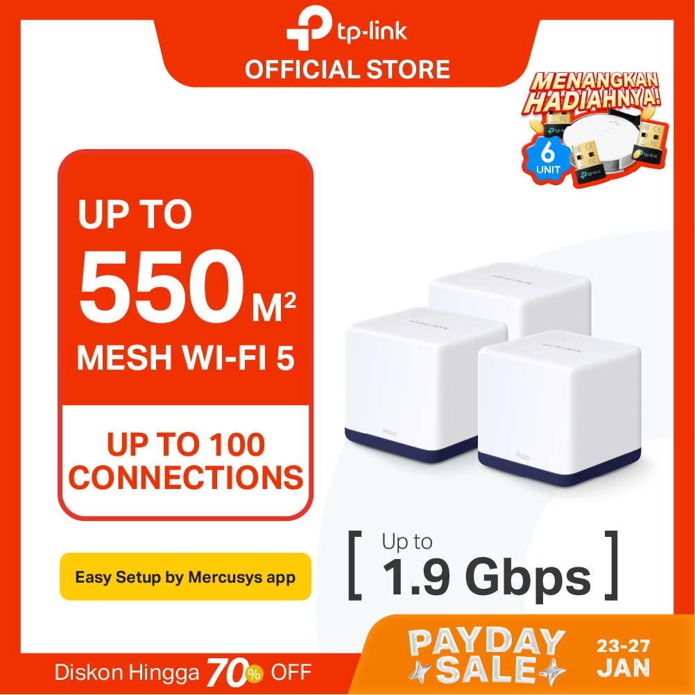 TP-LINK Mercusys Halo H50G (1/2/3 PACK) AC1900 Gigabit Dual Band Wireless Whole Home Mesh WiFi Route