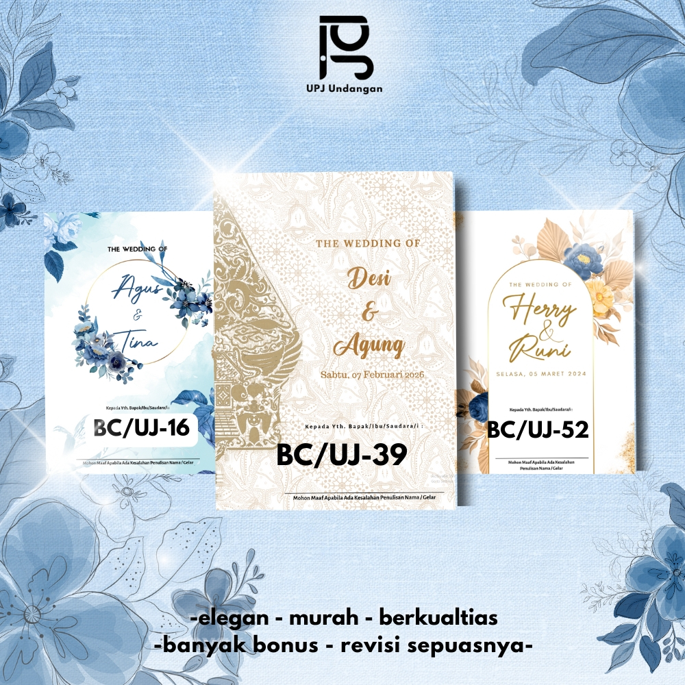 Undangan Pernikahan Jasmine Gramatur 190 Lipat Dua Lipat Tiga | Undangan khitanan | kartu Undangan P