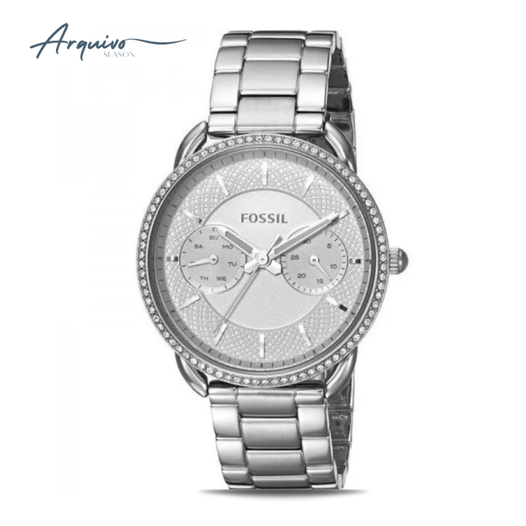 Jam Tangan Fossil Wanita Tailor Chronograph Silver Stainless Steel Mewah Original ES4262