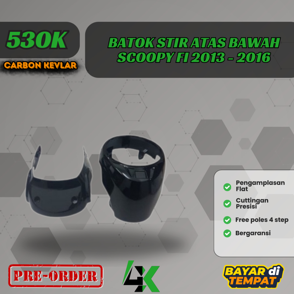 Batok Stir Depan Belakang Scoopy FI 2013-2016 Carbon Kevlar