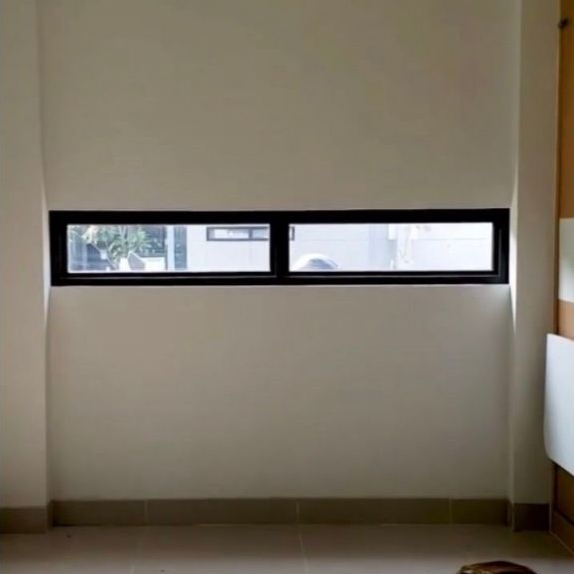 Custom Jendela Aluminium Kaca Mati Sekat Tengah Polos Ukuran Tinggi 50 x Panjang 180 Cm (50x180)
