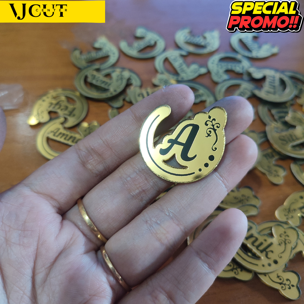 LABEL HIJAB AKRILIK LOGO INISIAL | LABEL CUSTOM | LABEL INISIAL NAMA BRANDED-VJCC