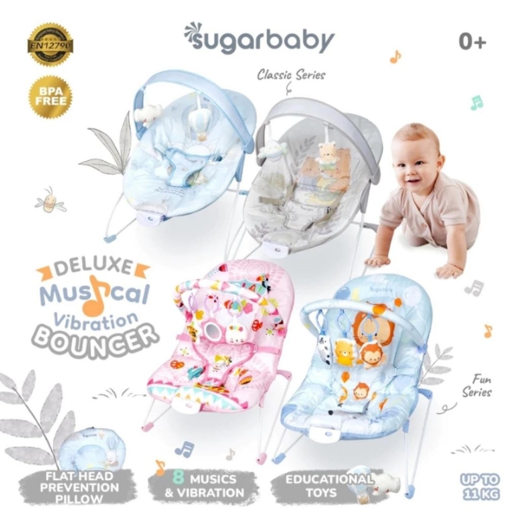 SugarBaby 1Recline Deluxe Musical Vibration Bouncer kursi bayi baru lahir  dengan mainan