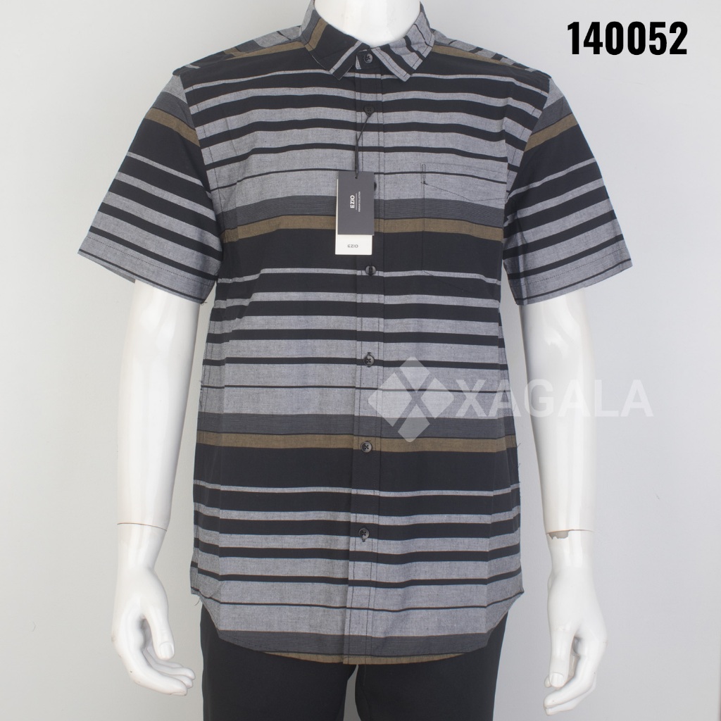 KEMEJA PRIA LENGAN PENDEK EZIO PREMIUM BRANDED ORIGINAL TERBARU REGULER MOTIF GARIS