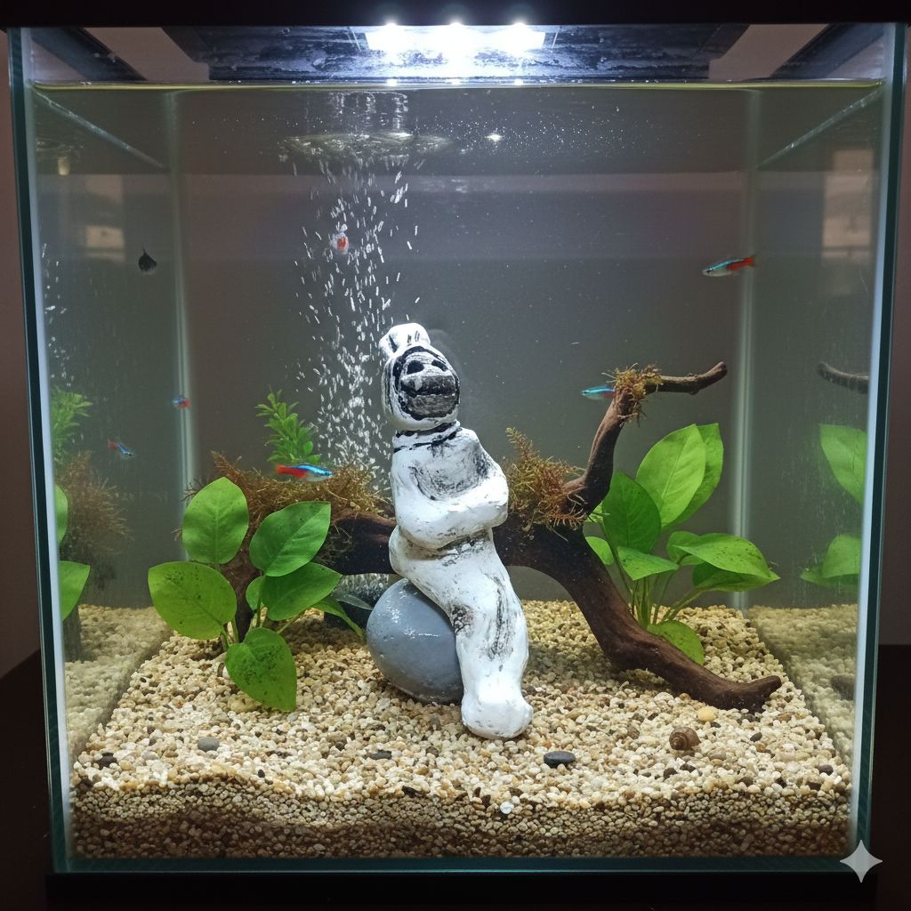dekorasi pocong setan tengkorak-hiasan aquarium