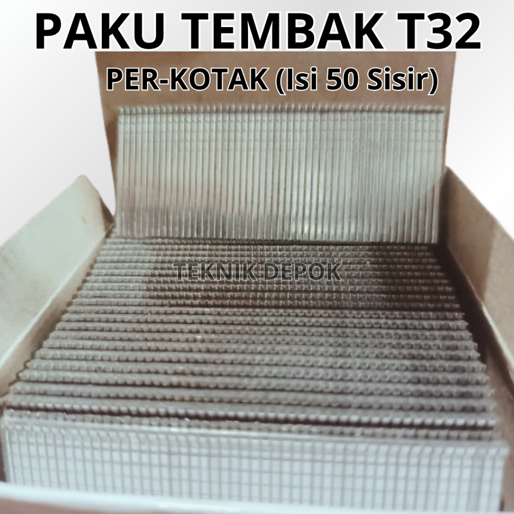 PERKOTAK Mata Paku Tembak Kayu T 32 Isi 50 Sisir Refill Air Nailer Staples Gun Penuematic Angin T32 