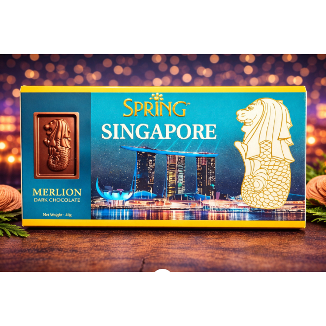 Spring Singapore Merlion Dark Chocolate 40gr Coklat Halal Premium Singapura