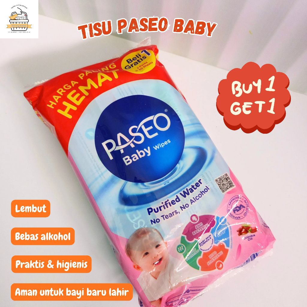 Tissue paseo baby / Tissue paseo baby wipes jojoba oil / Tisu basah / Tissue paseo / Tisue basah pas