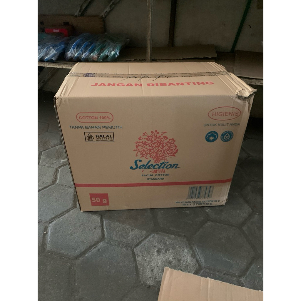 [GROSIR] KAPAS SELECTION 50gr 1 Karton / Dus - Kapas Putih Higienis Murah isi 96 pcs